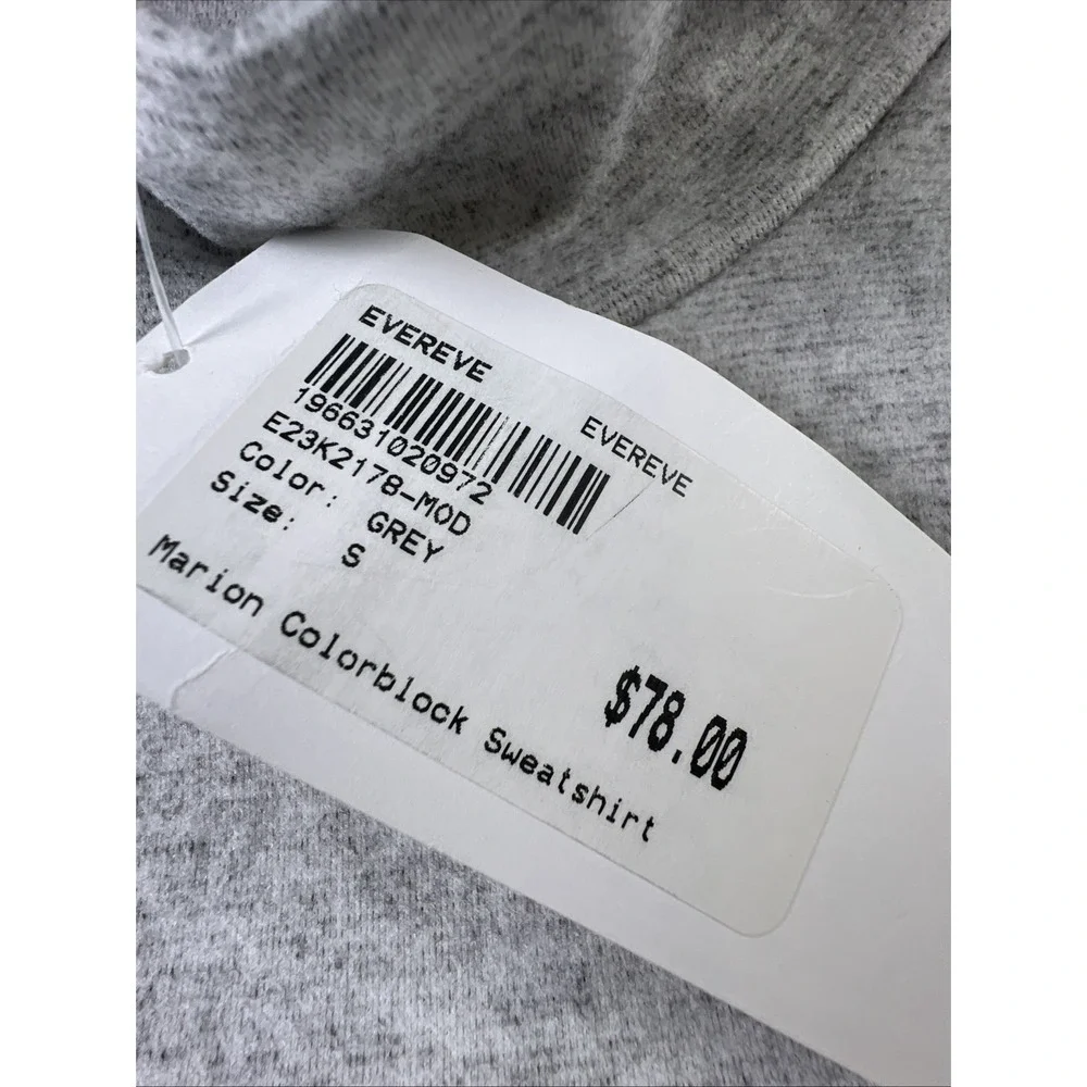 Evereve Marion Colorblock‎ Sweatshirt Women's S Grey Black Chevron Mock Neck NEW